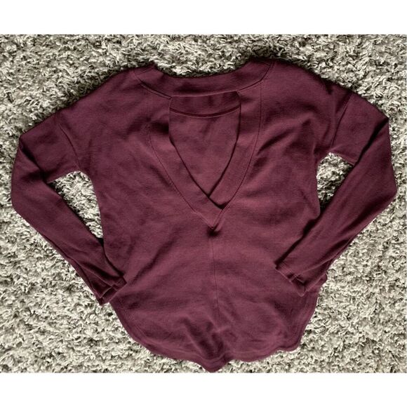 b6 NWOT ATHLETA PRESENCE MAROON PURPLE OPEN BACK SHIRT TOP sz XXS - Picture 4 of 8